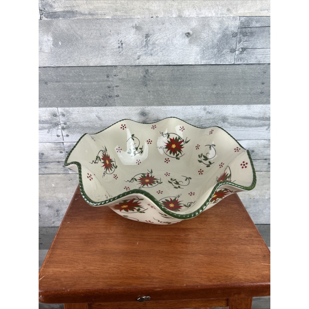 Temp-tations Seasonal Cardinal Poinsettia Large Serving Bowl